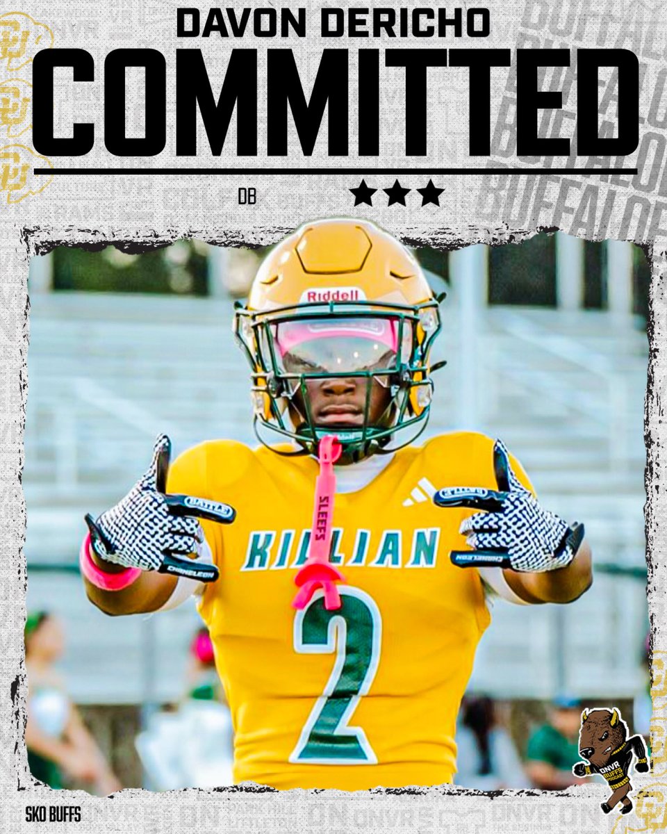 𝑵𝑬𝑾𝑺: 3⭐️ ‘27 CB Davon Dericho has committed to Colorado! 🦬

Dericho also held offers from Florida State, Indiana, UCF and others. #SkoBuffs