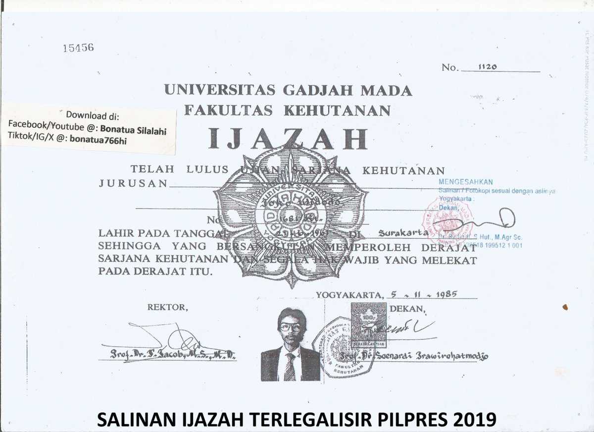 MUNGKIN UGM SATU SATUNYA UNIVERSITAS YANG MELEGALISIR IJAZAH TANPA TANGGAL, PADAHAL ITU SUDAH TAHUN 2014 DAN 2019. SIALNYA, DITERIMA KPU PULA!