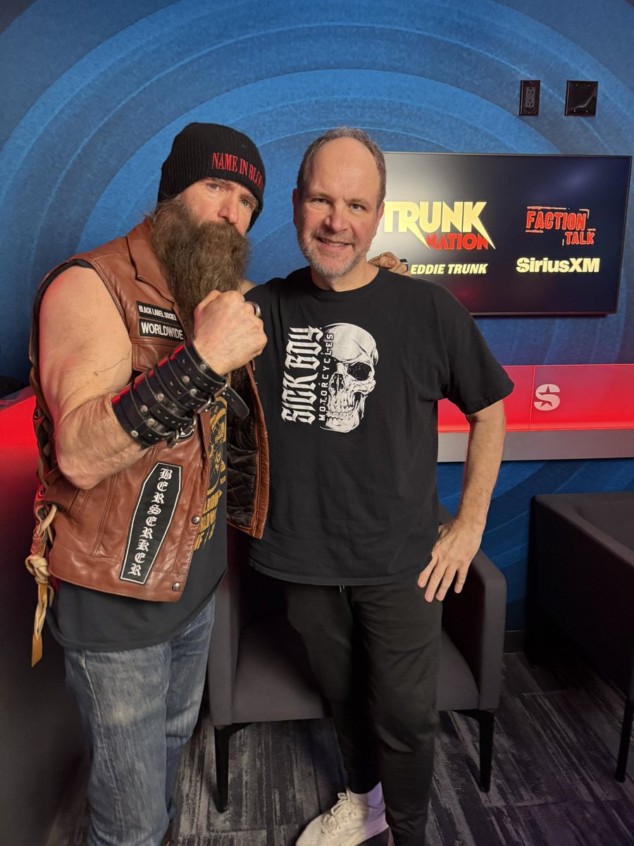 EddieTrunk's tweet photo. Great hanging with @ZakkWyldeBLS today for almost 2 hours from the LA studio on @TrunkNationSXM . If you missed it now on the @SIRIUSXM app. Video coming soon also. https://t.co/Li9UHaKikN