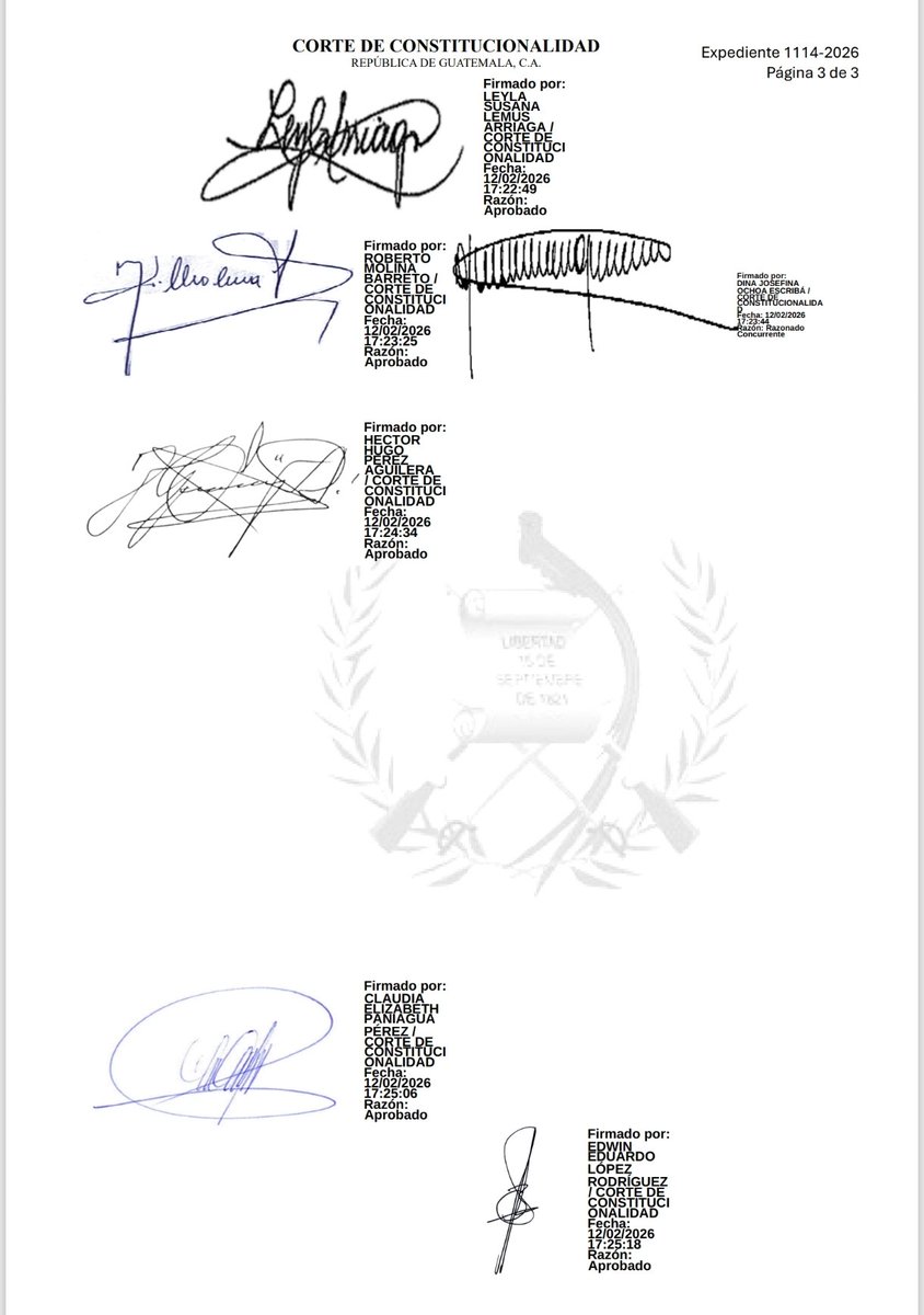 Se hace de conocimiento lo resuelto por el Pleno de Magistrados de la Corte de Constitucionalidad: