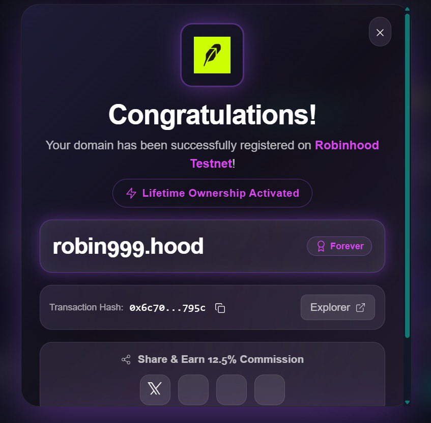 JachimikeO's tweet photo. Step 1 Add Network (Manual Setup)

Network Name: Robinhood Chain Testnet @RobinhoodApp 

RPC: https://t.co/D4oJJU1Sw4
Chain ID: 46630
Currency: ETH
Explorer: https://t.co/NinK8q2aGg

Step 2 Get Test ETH

Faucet:
https://t.co/TiKLLvIhcJ

Claim test ETH for gas.

Need more? Bridge from Sepolia 👇

Bridge:
https://t.co/oOcWegj8ny

Step 3 — Mint a .hood Domain

https://t.co/b2PEmchD1H

Create a custom identity on Robinhood Chain.

Tip: Use your X handle or brand name.

 Step 4 Mint an NFT

Create edition:
https://t.co/1ImTWta4MZ

Deploy something simple. Even a test NFT counts as interaction.

Step 5 Deploy / Interact With Contracts

Onchain GM:
https://t.co/45dFYnzUzs

Claim badge:
https://t.co/XDdN66vwew

Extra deployment:
https://t.co/EEbxBuYUXA

Step 6 Track Progress (Optional)

Superboard campaign:
https://t.co/kMplCE8CX0

Complete quests. Earn points. Stay visible.

Why This Matters

Robinhood launching an L2 isn’t random.

It’s TradFi stepping directly into onchain infrastructure.

Tokenized equities on Ethereum rails changes the game.

We’re early. Move accordingly.