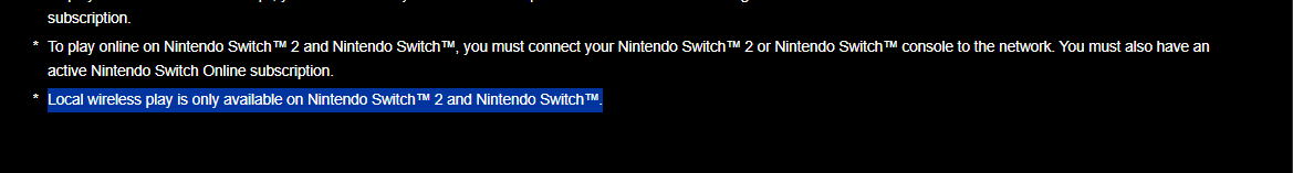 BREAKING : AD-HOC fonction (like in MGS PW PSP) are back for the Switch 1 and 2  version  !

"Local wireless play is only available on Nintendo Switch™ 2 and Nintendo Switch™."