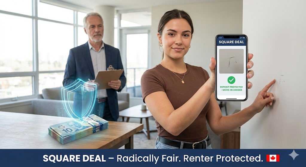 SquareDealAI's tweet image. Don’t lose your deposit over a scratch that was already there. 📸 Square Deal logs the proof so you keep your cash. 💰🛡️ #RenterProtection #Alberta