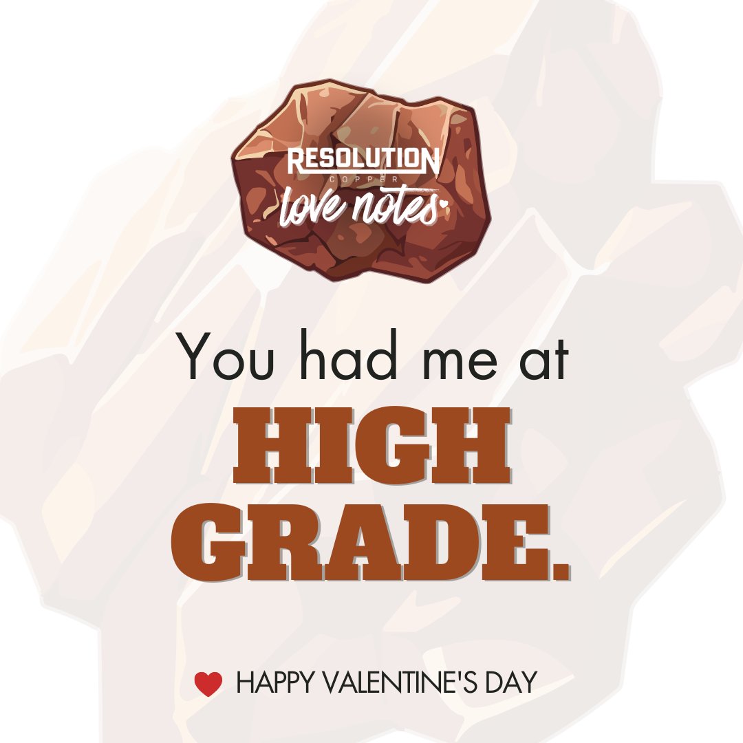 resolutioncu's tweet image. Yes, we made mining Valentine cards. No, we’re not sorry. Tag your Valentine and let the puns do the emotional labor. #CopperLoveNotes #ValentinesDay  #Mining #ResolutionCopper