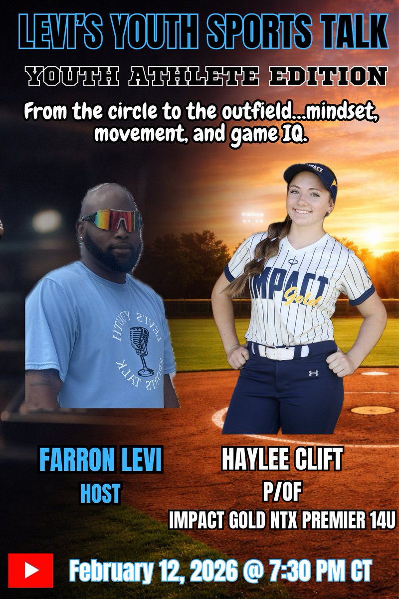 Don’t forget to tune in tonight live on YouTube with P/OF Haylee Clift. The live chat will be open so stop by and drop a comment or question! <a href="/hayleeclift/">HayleeClift</a> <a href="/ImpactGoldOrg/">Impact Gold Fastpitch</a> 

youtube.com/@levis_youth_s…