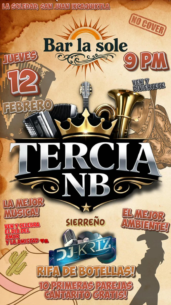ixcaquixtla's tweet photo. #ElPortal || #BarLaSole || #LaSoledad || #SanJuanIxcaquixtla || #Evento || AmbienteSierreño

🎶🔥 Gran noche en Bar La Sole 🔥🎶

Este jueves 12 de febrero a partir de las 9:00 PM, disfruta de la presentación de Tercia NB – Sierreño y el mejor ambiente en La Soledad, Ixcaquixtla https://t.co/7pBI3kOu6a