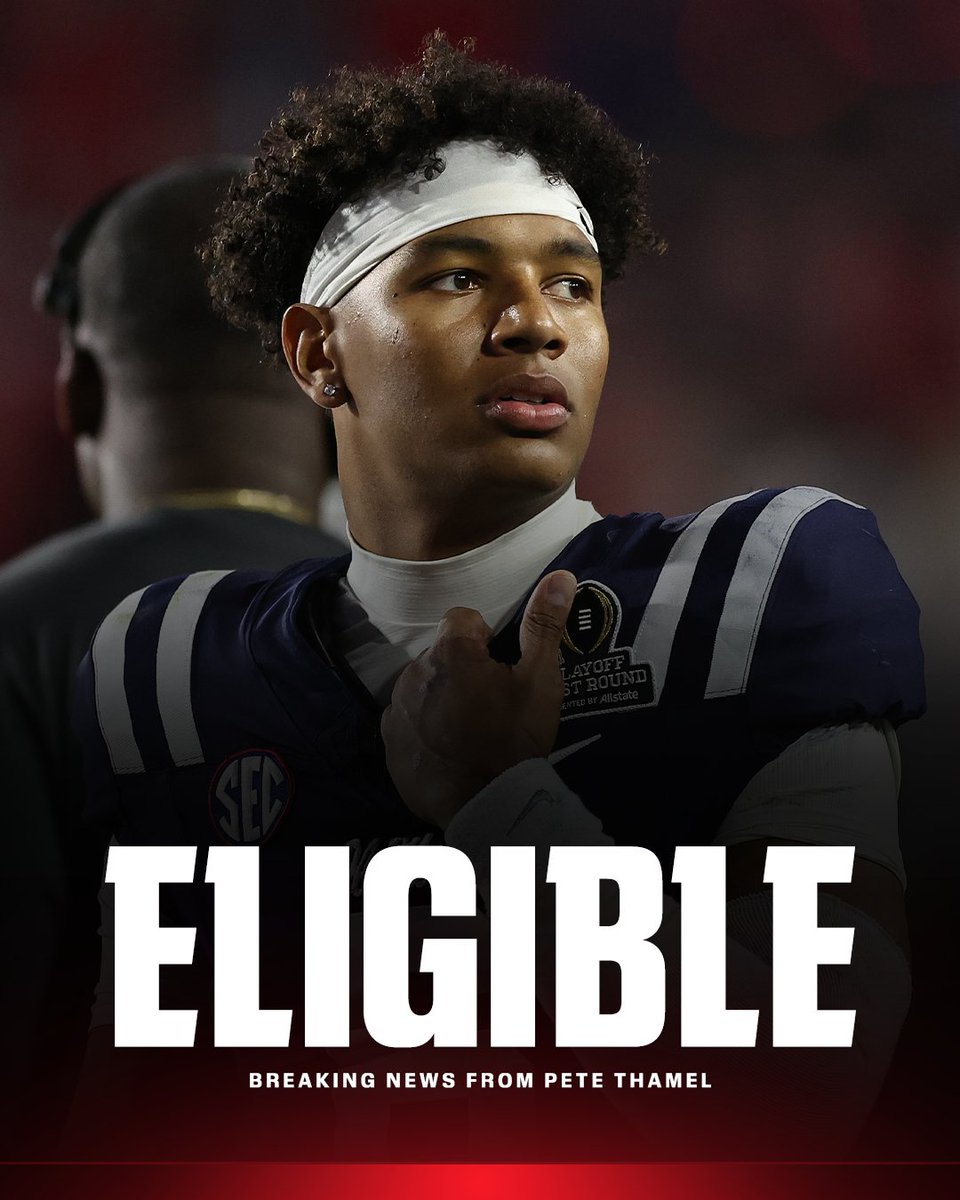Breaking: Ole Miss QB Trinidad Chambliss has been granted a sixth season of eligibility by a Mississippi state court judge, clearing the way for him to play in 2026. 

The NCAA can still appeal.