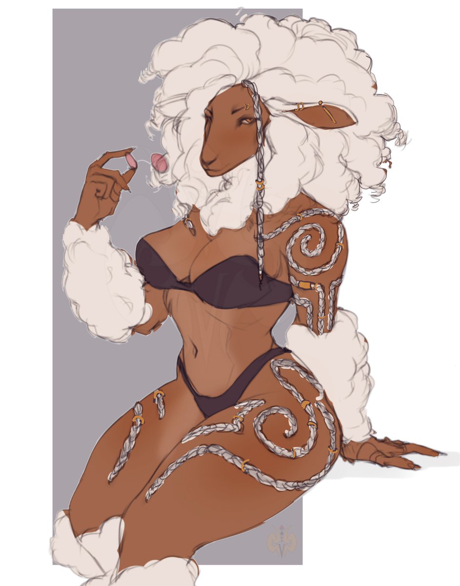 Braiding my black coded sheeps wool to create body designs.
And she puts the lil jewlery in it. 
And when she's feeling fancy she can dyes it colors to match her fit. 

Things I was thinking of as I was doing my hair that's 4b when it's left alone. 

#furryart