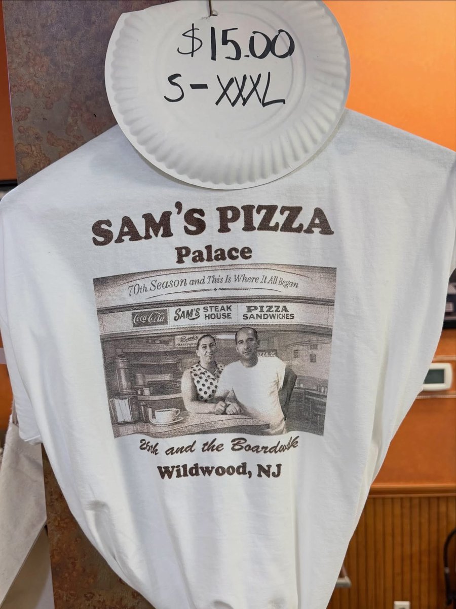 SamsPizzaPalace's tweet photo. Your Palace awaits you. See you tomorrow! 
ㅤ 
To celebrate our 70th season, commemorative T-shirts are available this weekend at Sam’s Pizza for $15. In store only, while supplies last. https://t.co/sWKoj3Dsmd