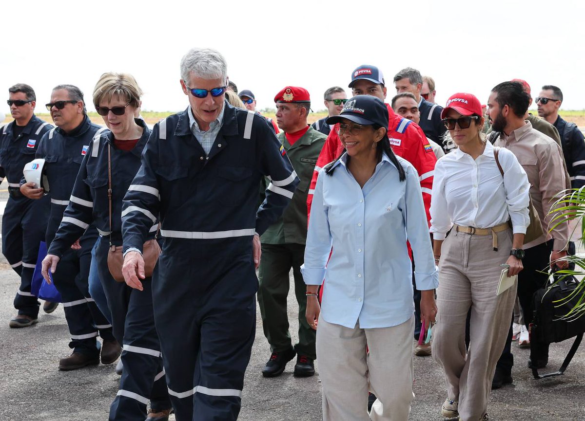 Visita de la Presidenta (E.) Delcy Rodríguez y el Secretario de Energía de EE.UU Wright a empresa mixta Petro Independencia de la Faja Petrolífera del Orinoco