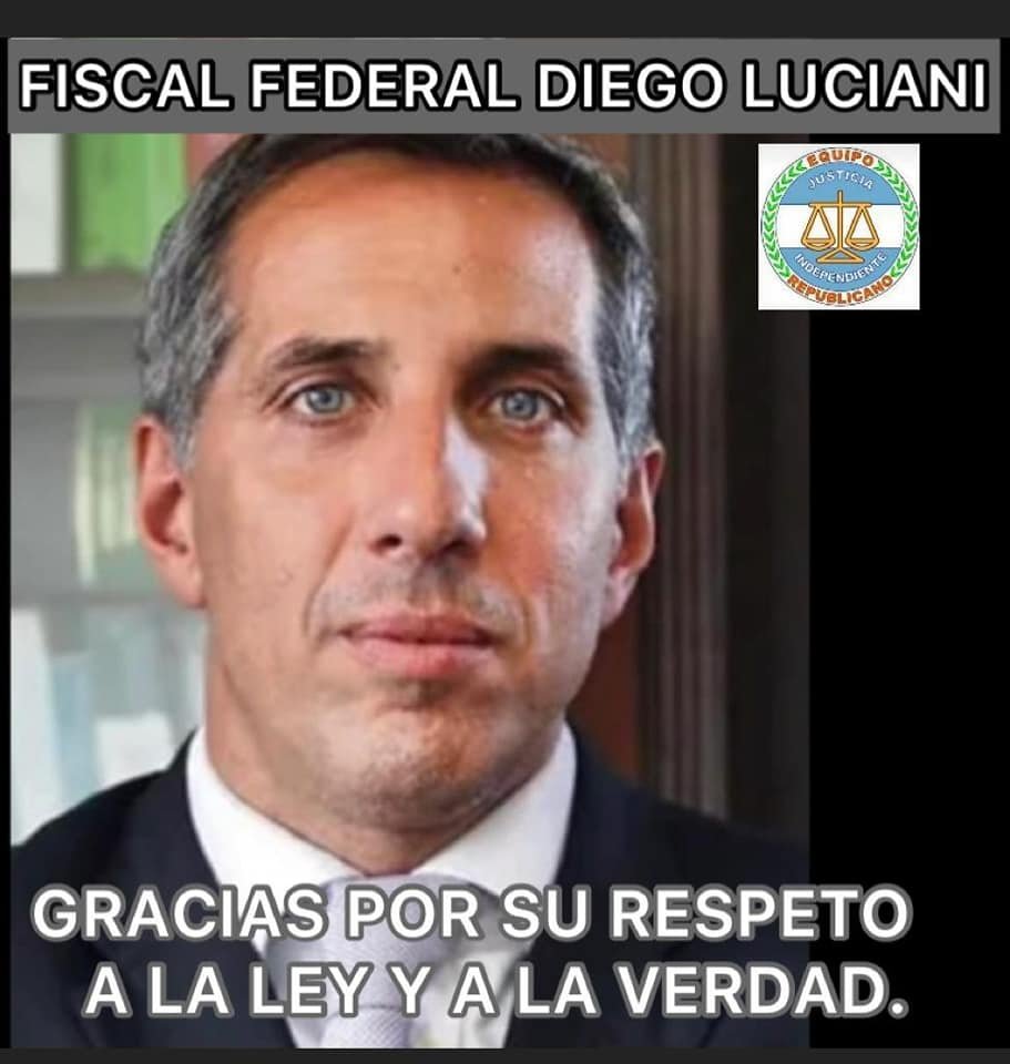 EL FISCAL General🇦🇷💙🤍

DIEGO  LUCIANI👏👏👏👏👏👏

PIDE EL DECOMISO de los BIENES de #CristinaPresa

#CFKLadronaDeLaNaciónArgentina

GRACIAS
Fiscal Luciani‼️
UD HONRA LA JUSTICIA‼️👏⚖️