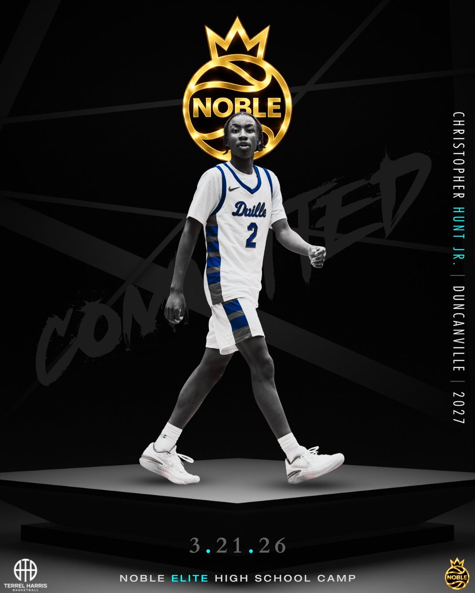 jayfrye's tweet photo. Christopher "Deuce" Hunt Jr. has committed to the Noble Elite High School Showcase!! 🤝

"Deuce ranks among Texas’ top guards in the 2027 class and is already drawing interest from multiple Division I programs."

📅March 21st & 22nd
📍Dallas, TX 
®️Register: https://t.co/I9AorD6ngB 👈

👑 NOBLE | Be Legendary ⚔️