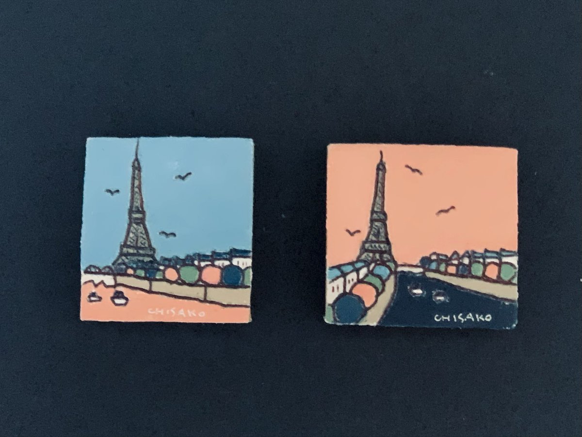 小さな絵 エッフェル塔とセーヌの風景 oilpaint #art #artist #artwork