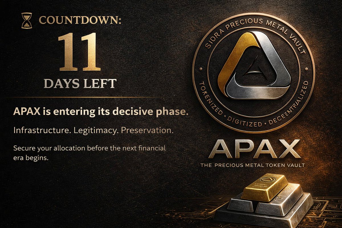 josemorenosdz's tweet photo. 🏛️ #APAX: The Infrastructure Behind Ethical Digital Finance.
⏳ 11 Days Left.
The global transition toward asset‑backed, compliant digital instruments is accelerating — and APAX is positioned as one of the few projects built for this new financial era.
From Qatar’s ethical financial ecosystem, APAX connects institutional‑grade precious metals with a Sharia‑aligned digital architecture, transforming gold, silver, and platinum into traceable Real‑World Assets on SidraChain.
This is not a speculative cycle.
It is structural evolution.
🔍 What APAX represents today:
- Certified Physical Backing: Real metals stored in institutional vaults, not synthetic exposure.
- Sharia‑Aligned Engineering: A transparent, auditable framework free from speculative mechanisms.
- B2B2C Distribution: Infrastructure enabling Islamic banks and fintechs to deploy halal digital products globally.
- APX‑i Multi‑Metal Strategy: Diversified resilience designed to protect long‑term value.
APAX is not competing for attention in volatile markets.
It is defining the foundation for the next generation of ethical capital markets.
⏳ A narrowing window
With 11 days remaining, early positioning becomes a strategic decision for those who understand where compliant digital finance is heading.
This phase will not repeat.
🔗 Secure your allocation:
https://t.co/6pOmP0MDMA
#APAX #SidraChain #RWA #HalalFinance #Tokenization #EthicalCapital #PreciousMetals #11DaysToGo