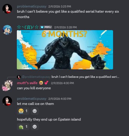 <a href="/kubiretrepadora/">𝓛𝑼𝑷𝑷𝑰 𝓐𝑵𝑻𝑬𝑵𝑶𝑹🐙</a> <a href="/peskypussy/">˚ ༘♡ ⋆ ┆ 𝐊𝐀𝐍𝐀</a> <a href="/DogsShouldObey/">Vҽɳҽϝιƈα</a> since you bitch ass niggas have something to say, stop being a pussy and say it with your chest. ICE deportation and a child sex trafficking joke are funny, right?