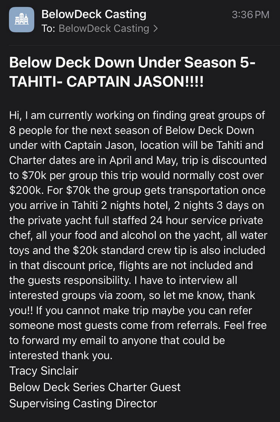 suttonsroller's tweet image. I still laugh knowing #BelowDeck charter guests pay less than half the normal rate - and that even includes the tip.