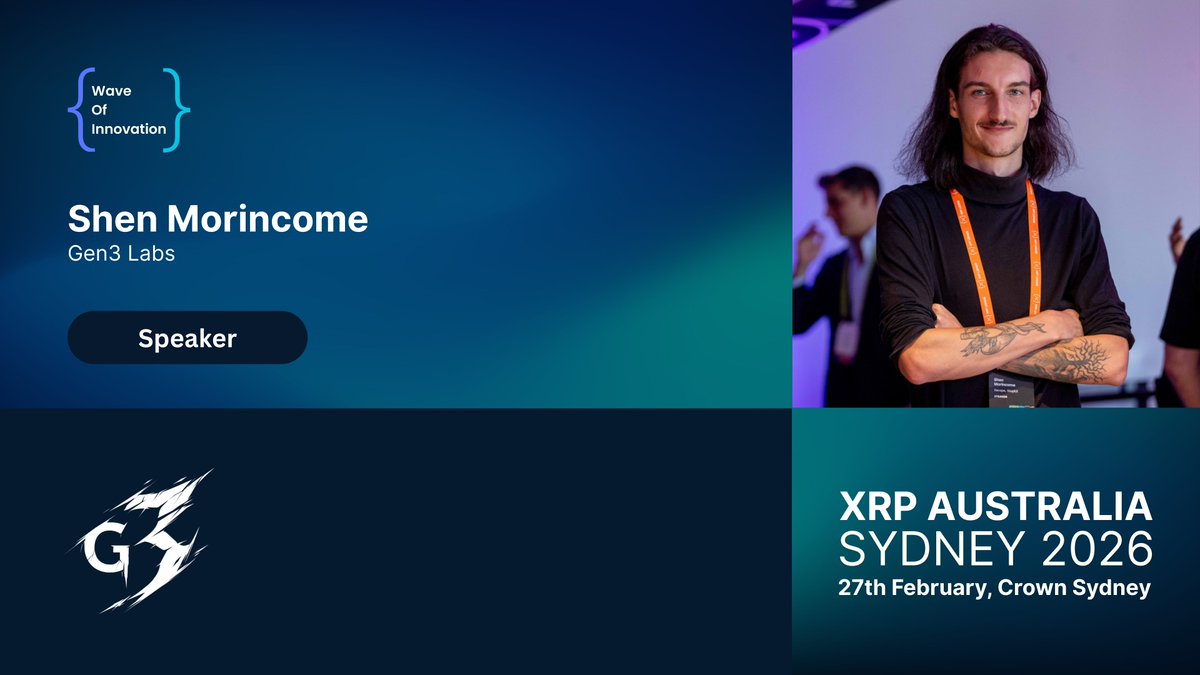 Thrilled to announce <a href="/shenxcrypto/">Shen</a>, Co-Founder &amp; CEO of <a href="/Gen3Labs/">Gen3</a>, as a speaker at XRP Australia 2026!

Shen has spent 4+ years building real on-chain apps on the XRP Ledger — from consumer platforms and infrastructure to AI innovation. He's currently leading