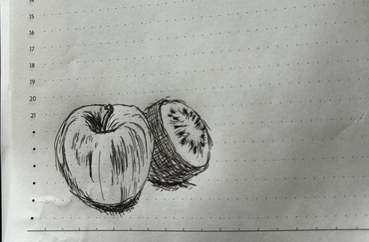 iroha_hagimoto's tweet photo. 🍎と🥝のデッサン https://t.co/izpa2kektg