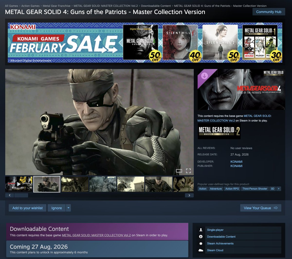 Metal Gear Solid 4 on Steam, never thought I'd see the day.