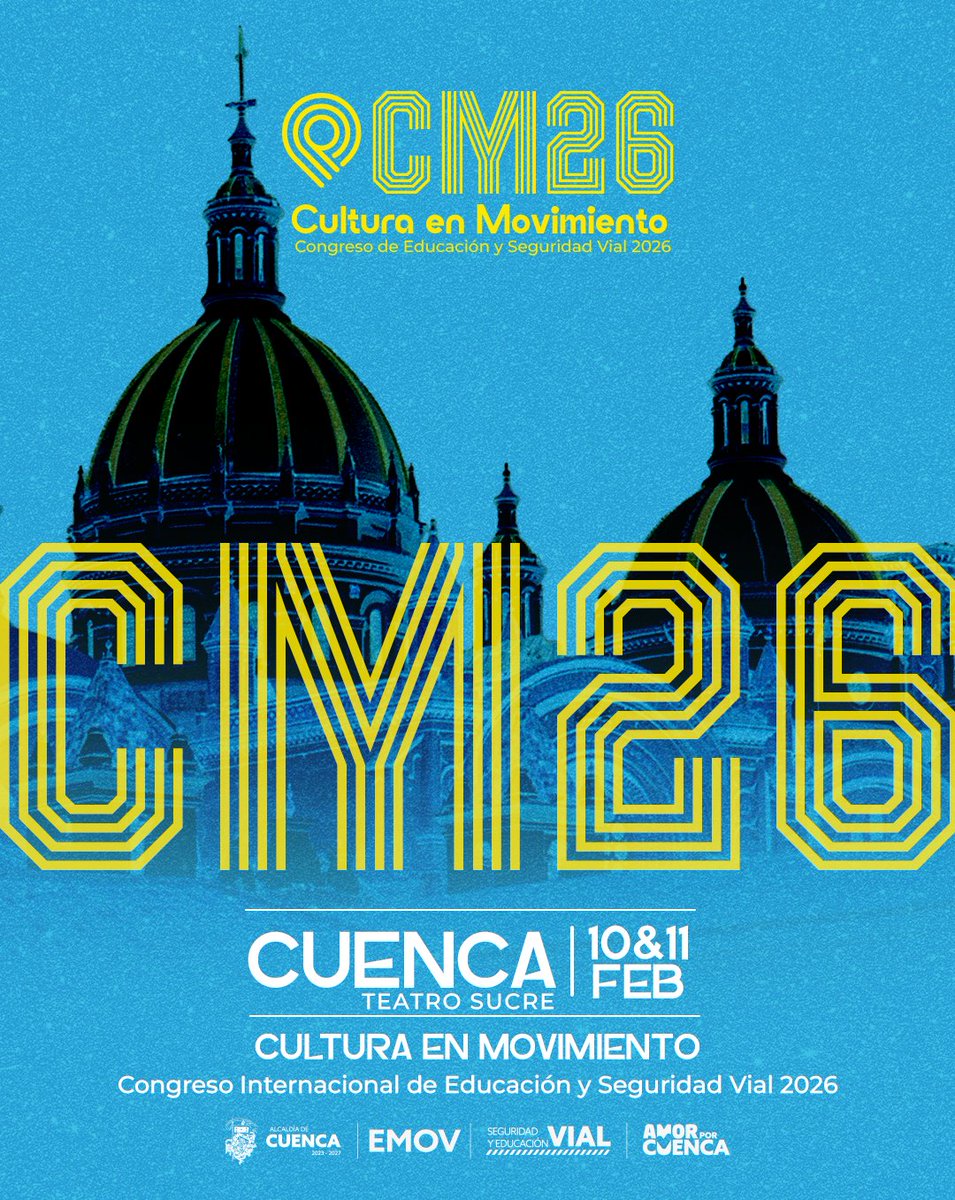 Cuenca será sede del Congreso Internacional de Educación y Seguridad Vial 2026, un espacio que reúne experiencias, conocimientos y voces expertas para promover una movilidad más segura.

📍 Teatro Sucre – Cuenca
📅 10 y 11 de febrero

Súmate a este encuentro que fortalece la