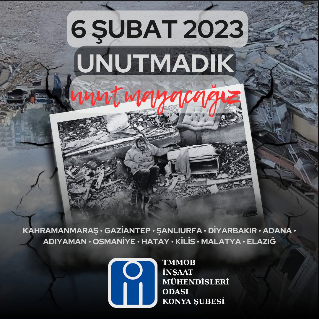 6 ŞUBAT'I UNUTMADIK, UNUTMAYACAĞIZ!

6 Şubat 2023 tarihinde meydana gelen ve on binlerce vatandaşımızı kaybettiğimiz depremlerin üçüncü yılında, hayatını kaybeden tüm yurttaşlarımızı saygı ve rahmetle anıyoruz.