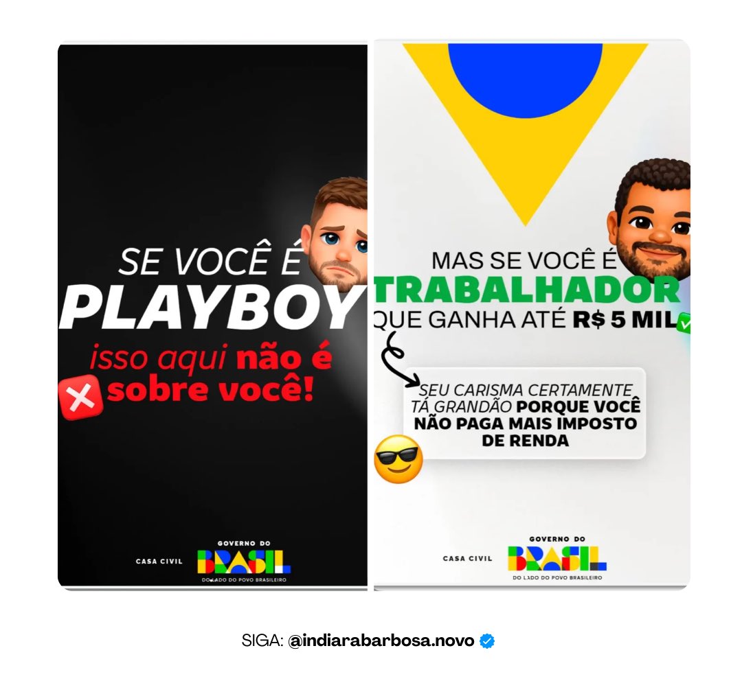 Se você ganha mais de R$ 5 mil, você é playboy. Pelo menos é isso o que diz a Casa Civil em um post recente. 🤦🏻‍♀️

Quem está governando o Brasil definitivamente não vive no mesmo país que a maioria das pessoas!