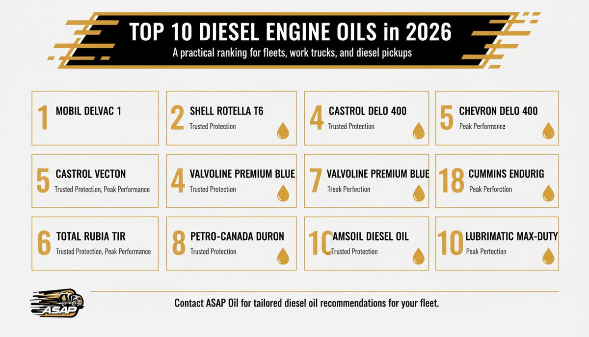 For fleets, work trucks, and diesel pickups, choosing the right diesel engine oil is one of the most important maintenance decisions you can make.

asapoils.com/top-10-diesel-…