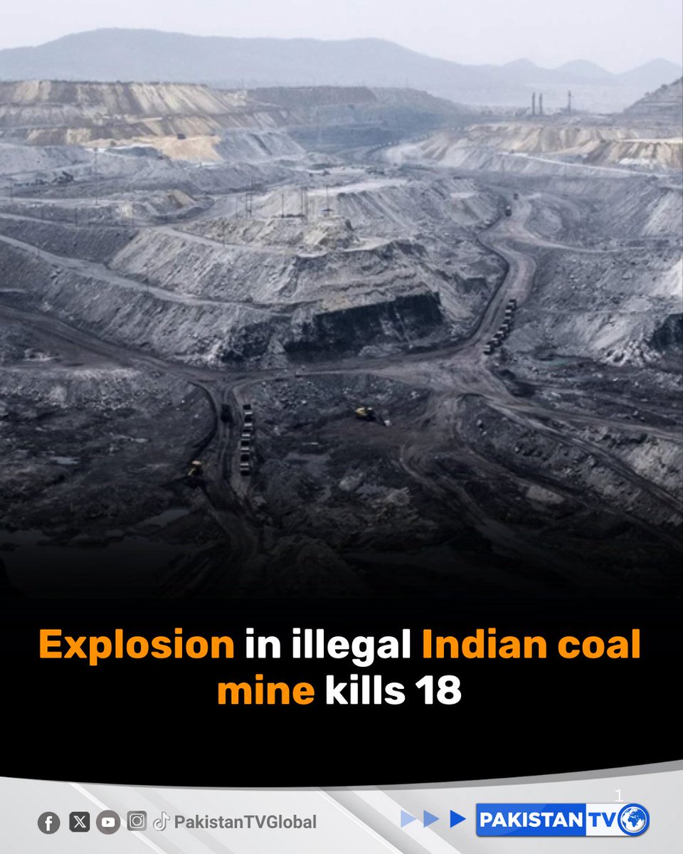 PakTVGlobal's tweet photo. At least 18 people were killed and eight others injured when an explosion ripped through an illegal coal mine in India’s northeastern state of Meghalaya.
#India #Meghalaya #CoalMineBlast #IllegalMining #MineExplosion #WorkerSafety #PakistanTV #PakistanTvglobal https://t.co/BnxMPiDr1T
