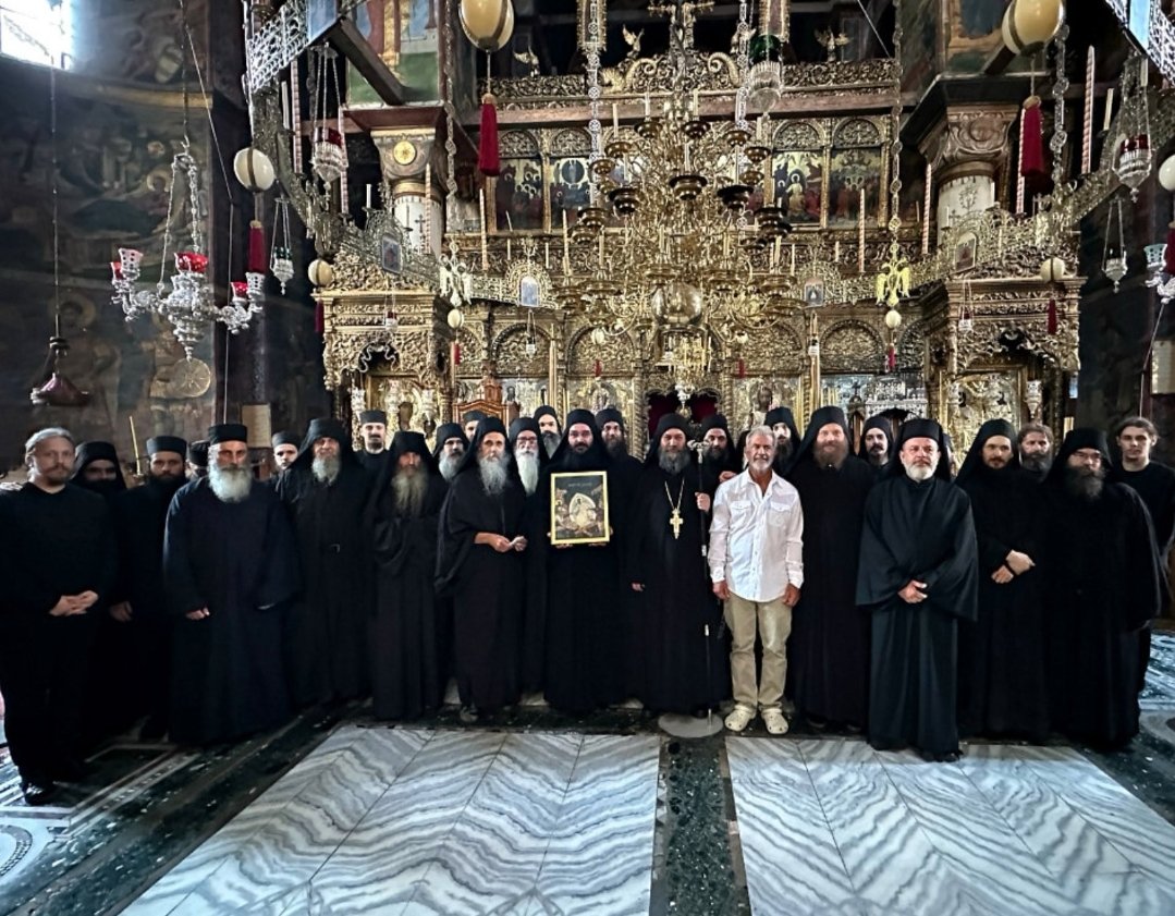 Brotherhood of the Serbian Monastery of Hilandar on Mount Athos in Greece and Mel Gibson.