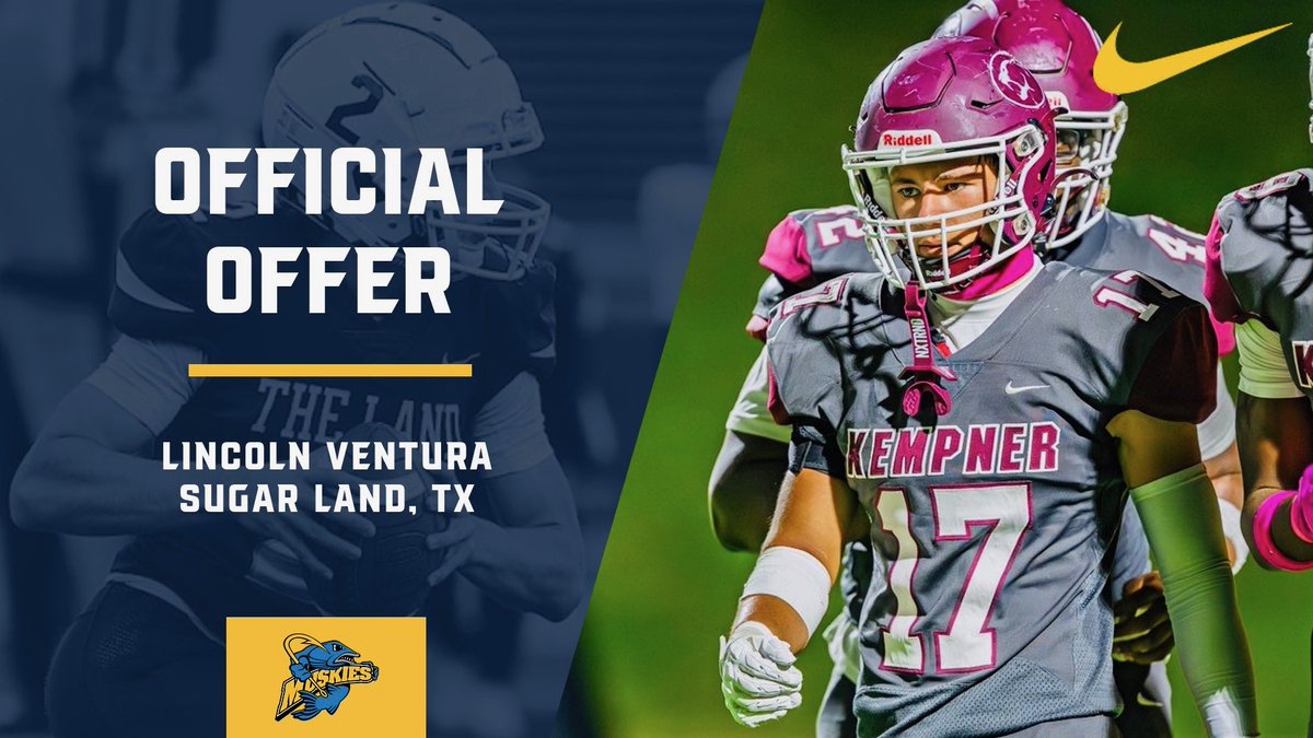 LincolnJVentura's tweet photo. After meeting and having a great conversation with @LUCoachFeest at the Houston Showcase, I’m proud to announce that I have received my first official offer from @LUMuskieFB ! @Kempner_FB @Coach_Smith70 @Coach_DeGar @CoachWashTX @_CoachHancock https://t.co/x9owkDBoWR