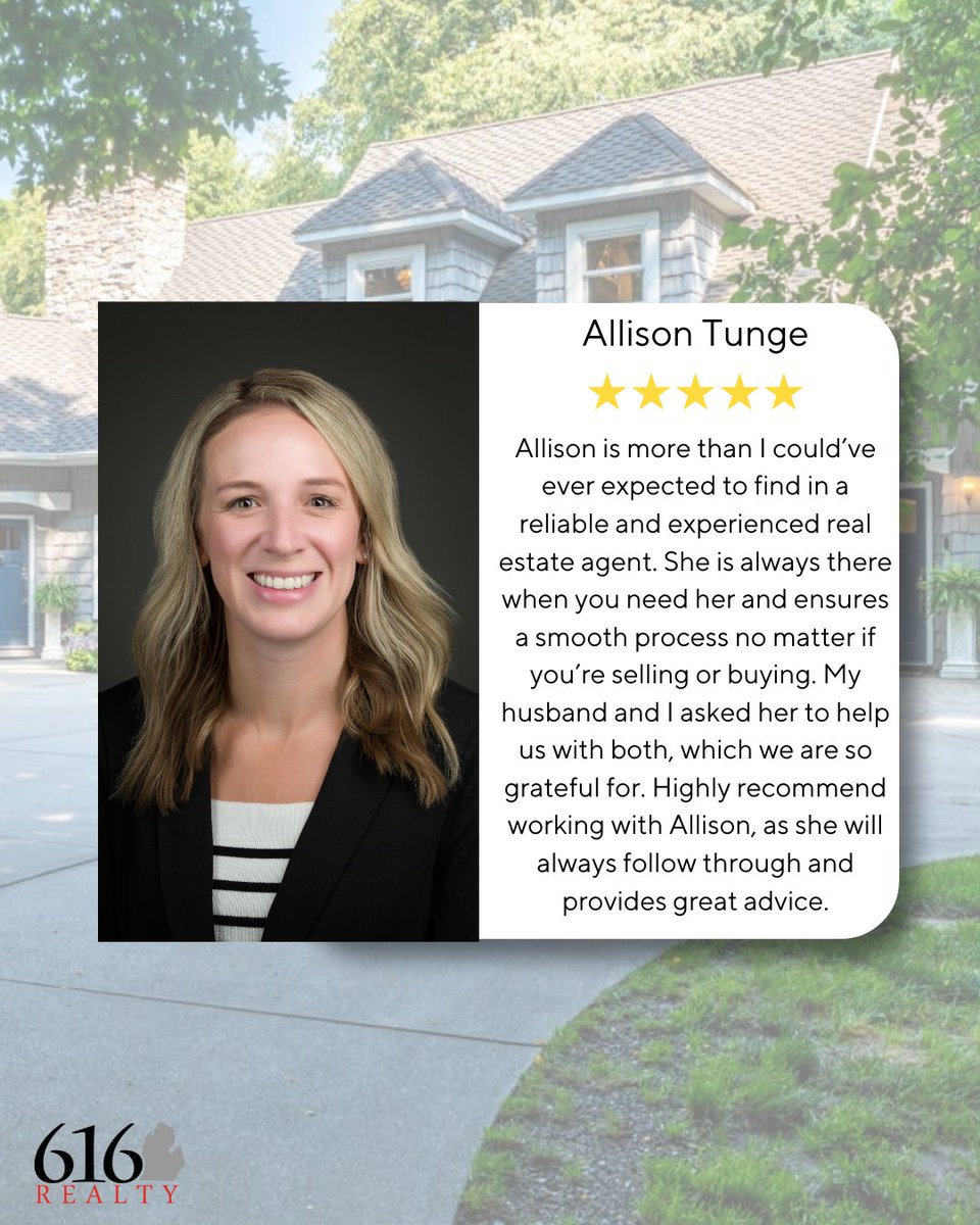 616_Realty's tweet image. Always showing up, always following through, and always putting clients first. We’re so proud of the care and expertise she brings to every transaction. Well done, Allison!⭐️
#ClientSuccess #ExpertAgent #ClientReview #FiveStarService #RealEstate #GrandRapids #Michigan #Realtor