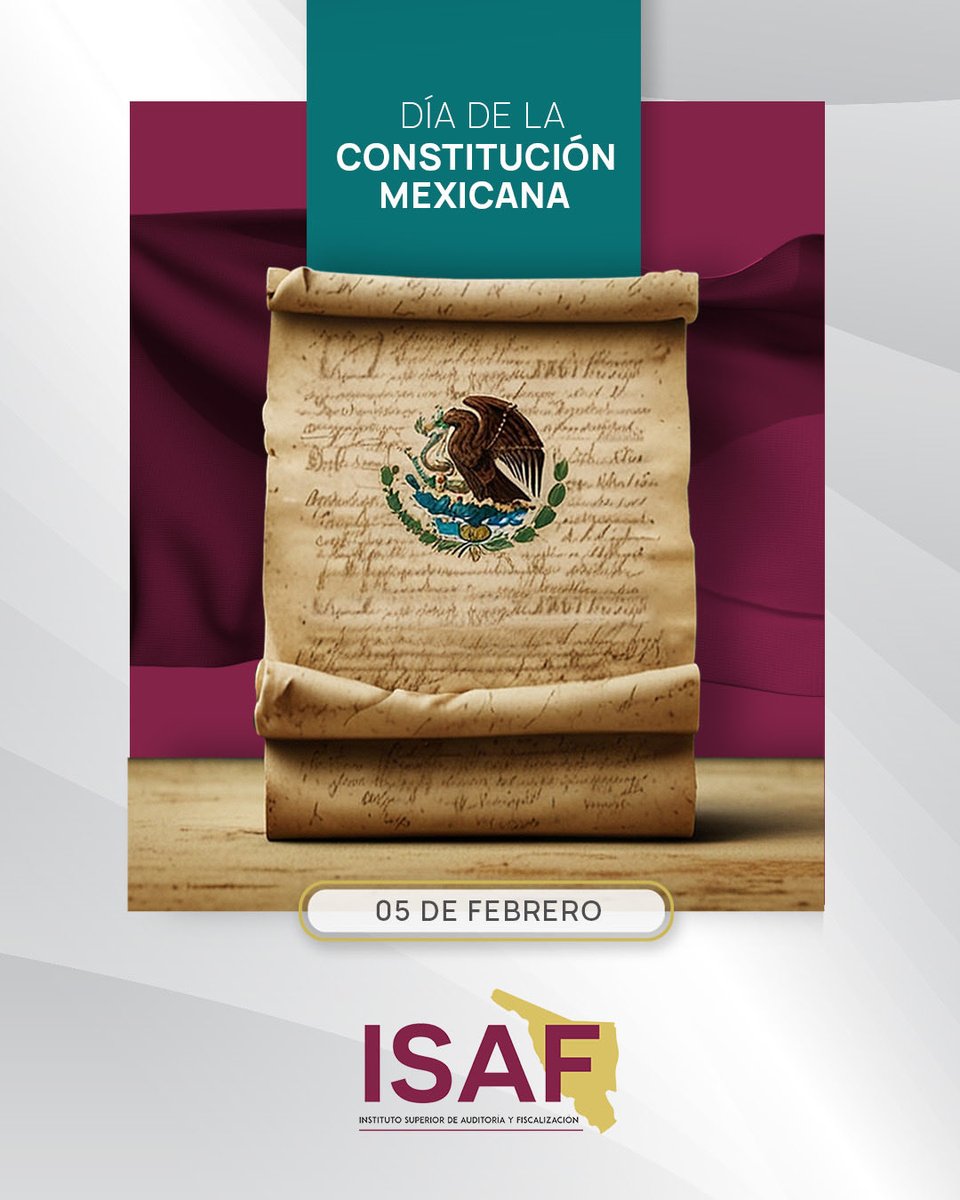 🇲🇽 📜 5 de febrero | Día de la Constitución Mexicana
Conmemoramos la promulgación de la Constitución, fundamento del Estado de Derecho, garante de nuestros derechos y principio rector de la vida democrática de México.
.
#isafciudadano