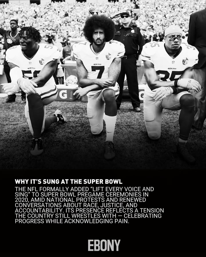 EBONY's tweet photo. Coco Jones will take the Super Bowl stage this Sunday to perform “Lift Every Voice and Sing,” a moment that carries history far beyond the pregame lineup.

Often called the 'Black National Anthem,' the song holds more than tradition. It holds memory, protest, faith, and survival. As millions tune in, this performance invites the country to sit with all of it at once. Swipe to learn why this song still matters. 🖤

 Click to read more: https://t.co/QZbZPJ1RDY