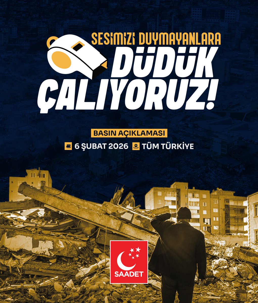 SESİMİZ DUYULSUN DİYE DÜDÜK ÇALIYORUZ!

Düdük çalıyoruz çünkü inşaat değil, insan yaşasın istiyoruz!

Düdük çalıyoruz çünkü adalet enkaz altında kalmasın istiyoruz.

86 milyon insanımız adına düdük çalıyor ve sesimiz duyulsun istiyoruz.

🕰 6 Şubat Cuma
📍 Türkiye Geneli