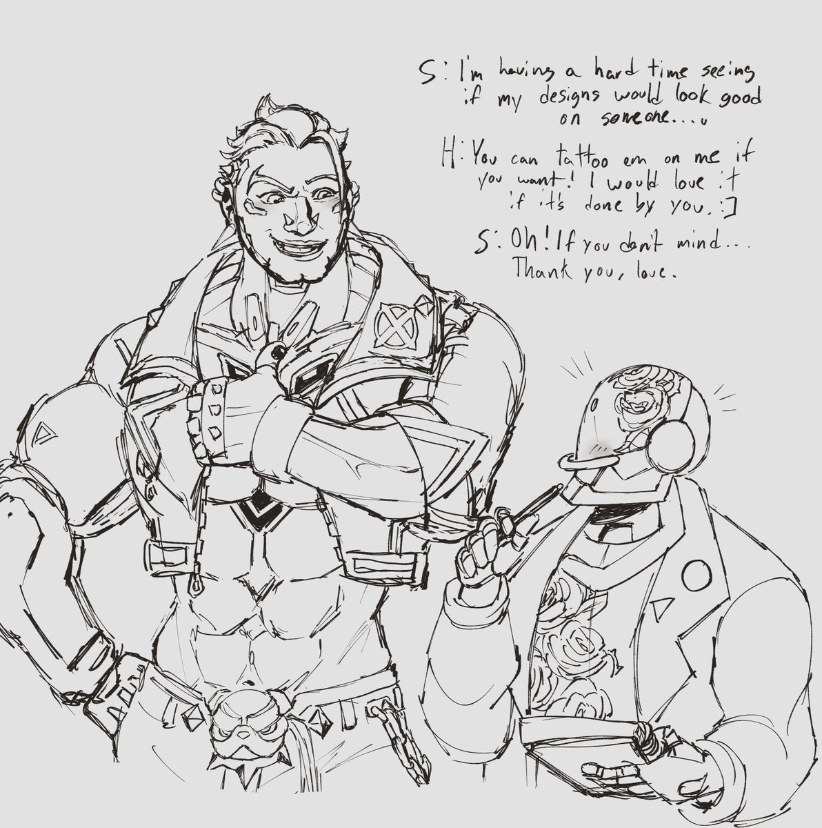 CPG_123's tweet photo. Dialogue between Hazard and Susannah if she ever was in the game.
(idk I just think a conversation between two people who love each other canonically would be neat.) #Hazard #Susannah https://t.co/wUbHcLrhWq