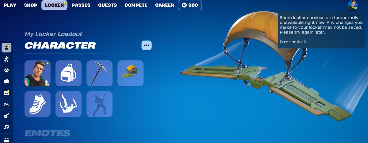 Fortnite, why you bugging the locker?

Known issue with this patch:
Pick any cosmetic, you cant see it in-game.

<a href="/FortniteStatus/">Fortnite Status</a> Can yah fix it please?