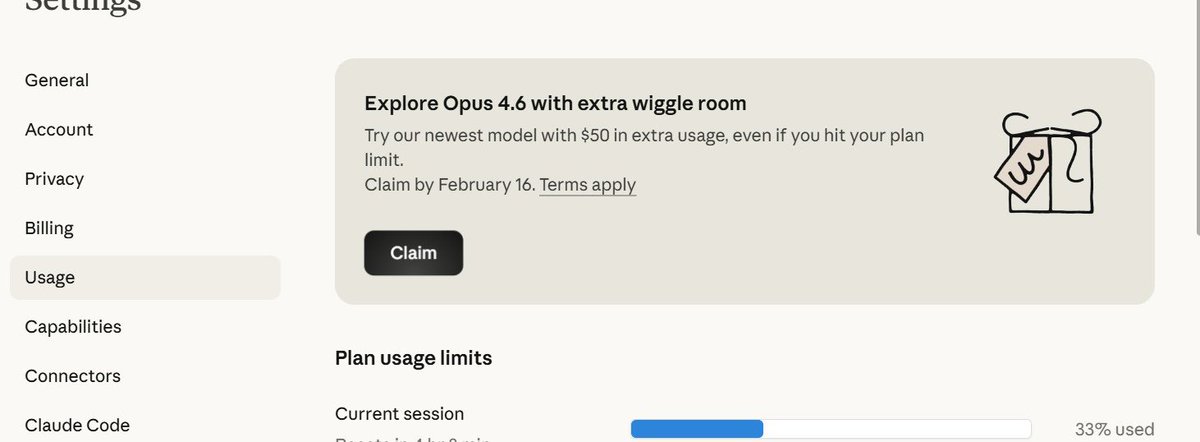 Opus 4.6 için 50 dolarlık 'kıyak' kredisi gelmiş. Kotayı doldursak da yola devam edebileceğiz anlaşılan. Anthropic yine yaptı yapacağını 🚀 
#claude