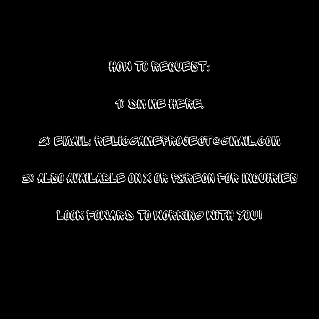 FOR THE FIRST TIME EVER (and a limited time) ART COMMISSIONS ARE AVAILABLE AT RELIC! Check the post, IG, or Patreon for details. Writing commissions generally always available but no one wants to pay for that :D

#relicgameproject #commissions #open #available #art #design
