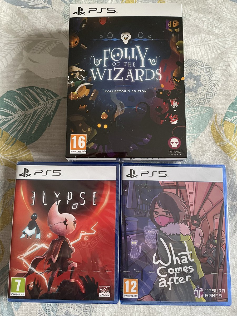 Xaionkh2's tweet photo. Réception @JFG_LeShop (2ème partie) 

Plein de petits jeux dont
#Elypse une espèce d’Hollow Knight 
Folly of the Wizards, un rogue lite avec une DA mignonne 
Et What comes after un jeu narratif très court sur la mort 

#PS5 #PlayStation https://t.co/1OAdZZKWTT
