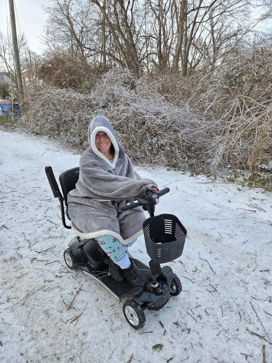 Shonda's new all terrain scooter could not have come at a better time. ❄️🛴 It can handle uneven terrain, and even snow and ice! Through Progress Residential programs, dedicated staff, and vital mobility equipment, individuals gain the freedom to live more independently. 💛