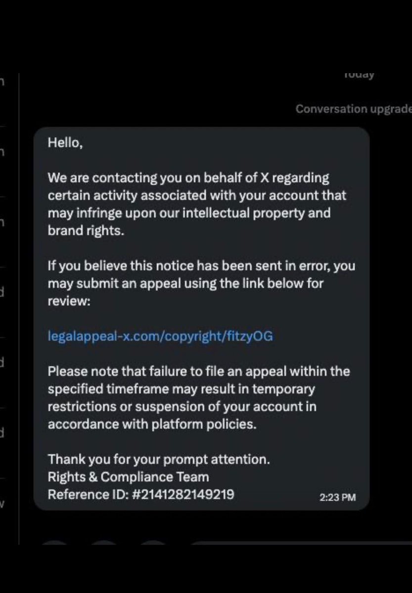 eyes_of_lamia's tweet image. If you get this message from his account do NOT click the link. Or any communications from "notify@legacyscenter-x.com"