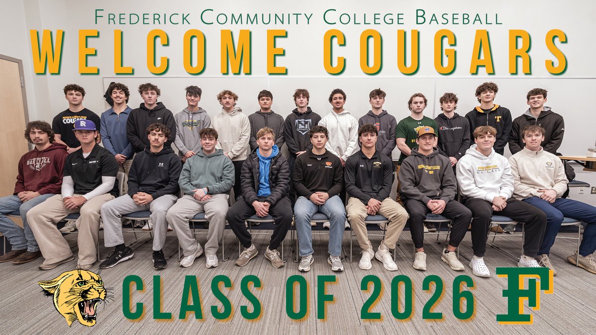 FCC_Cougars's tweet photo. Coach Bennett and the #FCC_Cougars baseball team warmly welcome the class of 2026! Stay tuned for the full story. #GoCougars https://t.co/8dFUtWvKUK