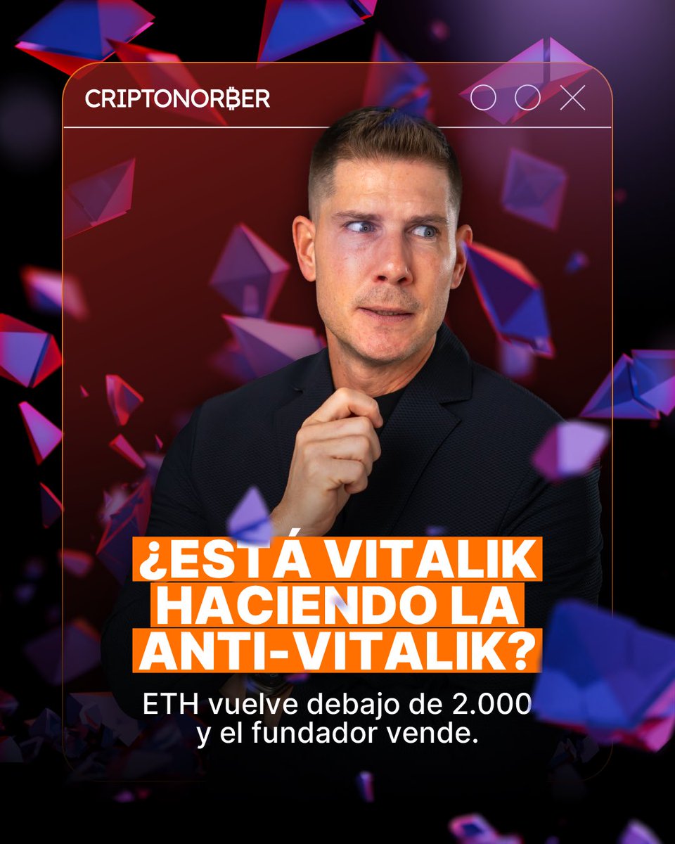 Criptonorber's tweet photo. Vitalik vendiendo su propia moneda. Podría ser que se dio cuenta que la verdadera estrategia en este Bear Market es la AntiVitalik… 🩸🔥
y vos, ¿aún tenés Ethereum en tu portafolio? 👀
#antivitalik #ᴇᴛʜᴇʀᴇᴜᴍ #shorttrading #bearmarket #eth https://t.co/dEMb6Vl8b4