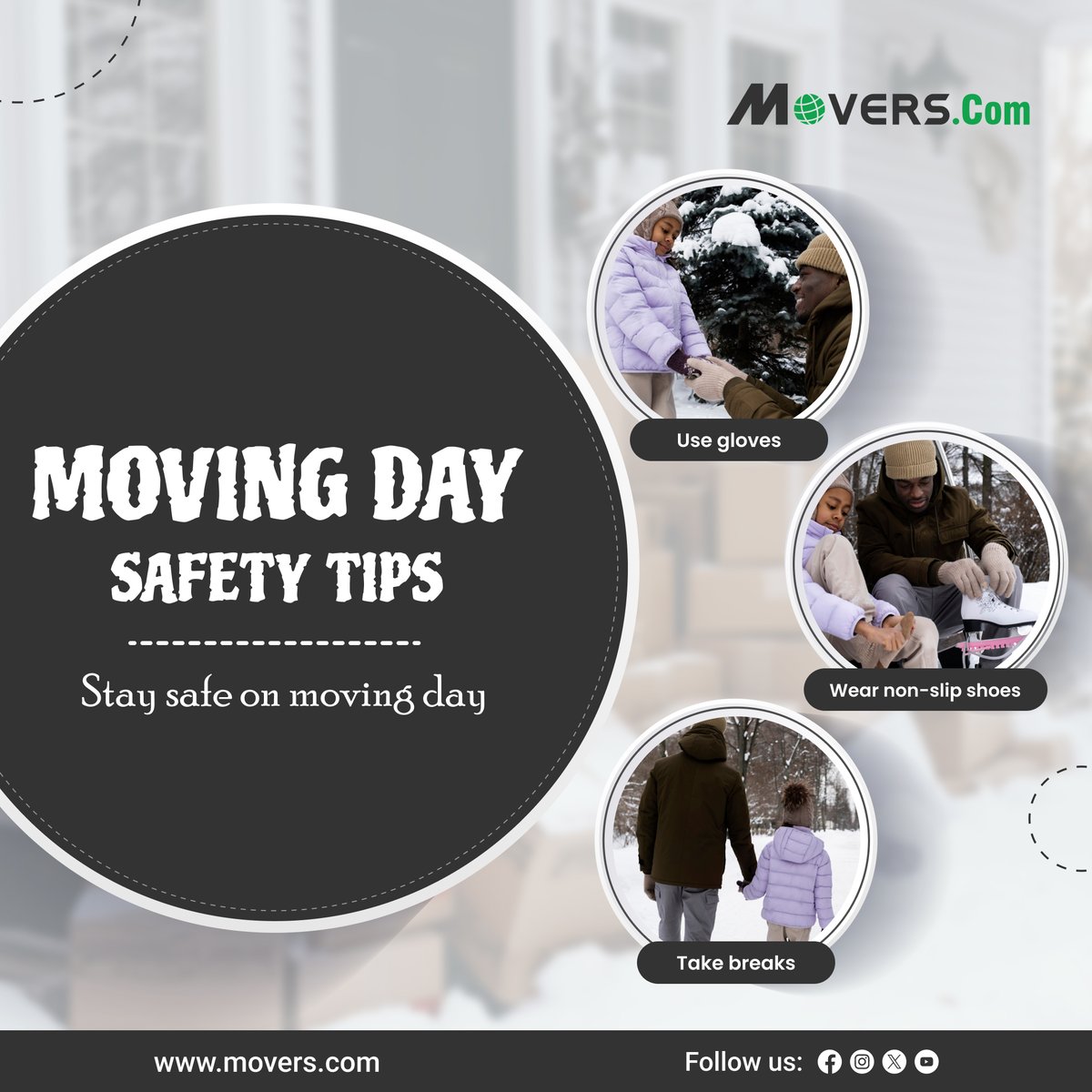 MoversCom's tweet image. 🧤 Moving day safety matters.
Non-slip shoes, gloves, and regular breaks can help prevent injuries and keep your move on track.
Find reliable movers at Movers.com.

#MovingDayTips #MovingSafety #MovingPrep #SafeMove #WinterMoving #CompareMovers #FindMovers