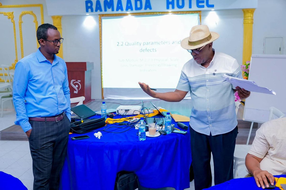 hasan_macow's tweet photo. Grateful to co-facilitate with my colleagues the Training of Trainers (ToT) program on Fish Handling, Processing, Quality Control, and Environmental Stewardship. @MFBESomalia organized the training in collaboration with KAAD–Fishtech Joint Venture and with support from SHIIP. https://t.co/R1D933JqvY