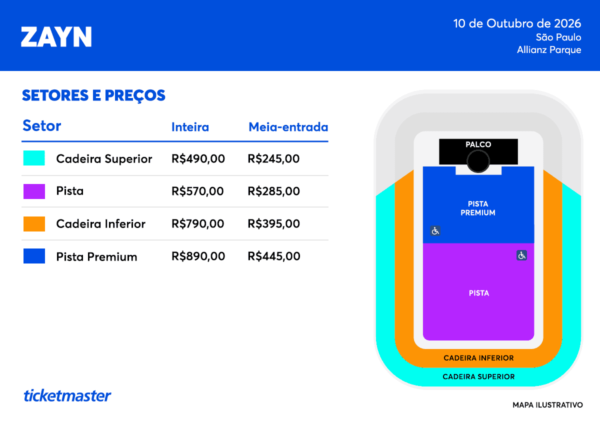 igorogh's tweet image. 🚨 ZAYN MALIK NO BRASIL! 🇧🇷 Show acontece 10 de outubro, no Allianz Parque. Confira mapa e valores 👇

Pré-venda ZAYN VIP KEY
🗓️ 10/02 às 12h

Venda geral
🗓️ 11/02 às 10h