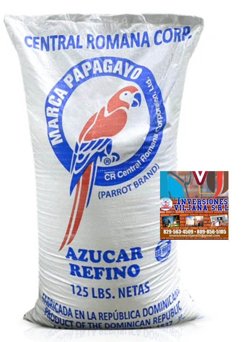 Inv_Vijanasrl's tweet photo. Recuerda que tenemos, al mejor #Precios del mercado #AzúcarPapagayo del @CentralRomana disponible, no dudes en llamarnos y hacer tus pedidos. #LaMejorAzúcardelMercado y de la #RepúblicaDominicana🇩🇴 https://t.co/99fKQL1K0t