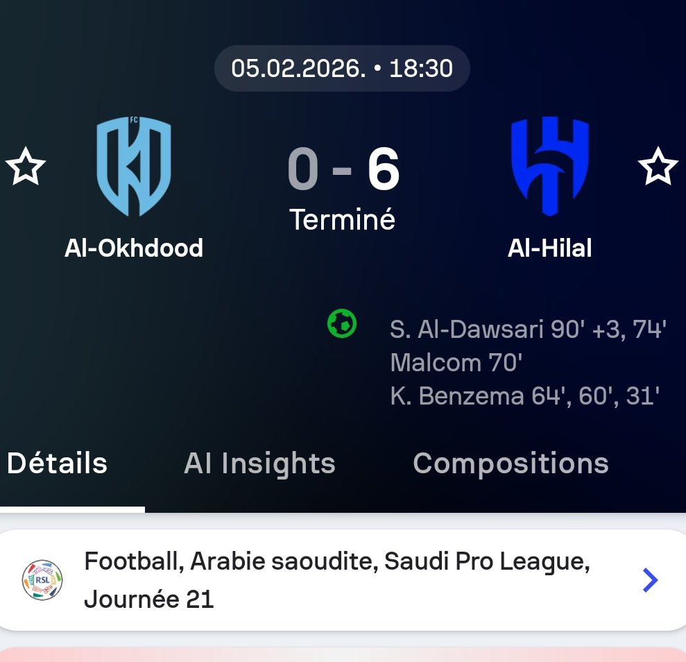 alexandreruiz's tweet image. ⚽⚽⚽ 𝗕𝗘𝗡𝗭𝗘𝗠𝗔 𝗫𝟯
🔥 𝟭𝗲𝗿𝗲 𝗮𝘃𝗲𝗰 𝘀𝗼𝗻 𝗻𝗼𝘂𝘃𝗲𝗮𝘂 𝗰𝗹𝘂𝗯 𝗲𝘁 𝘂𝗻 𝗵𝗮𝘁 𝘁𝗿𝗶𝗰𝗸 𝗽𝗼𝘂𝗿 𝗹𝗲 𝗙𝗿𝗮𝗻𝗰𝗮𝗶𝘀 💪🏻

#Benzema #SaudiProLeague