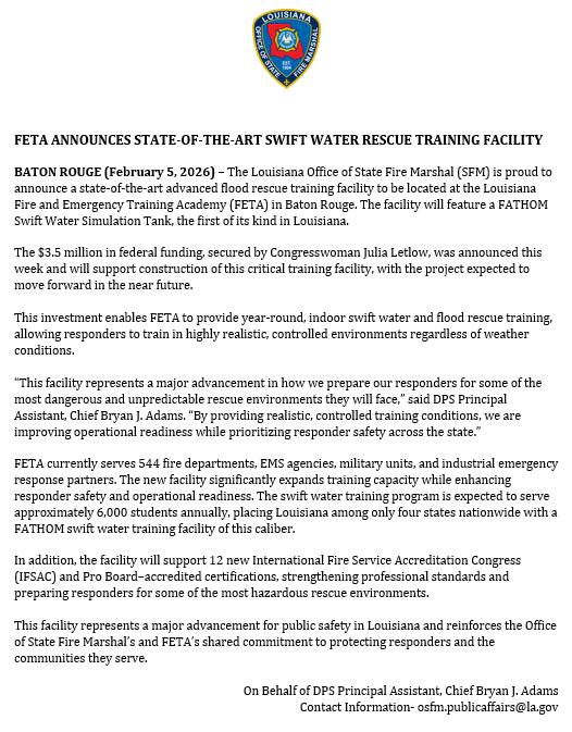 Louisiana Office of State Fire Marshal tweet media