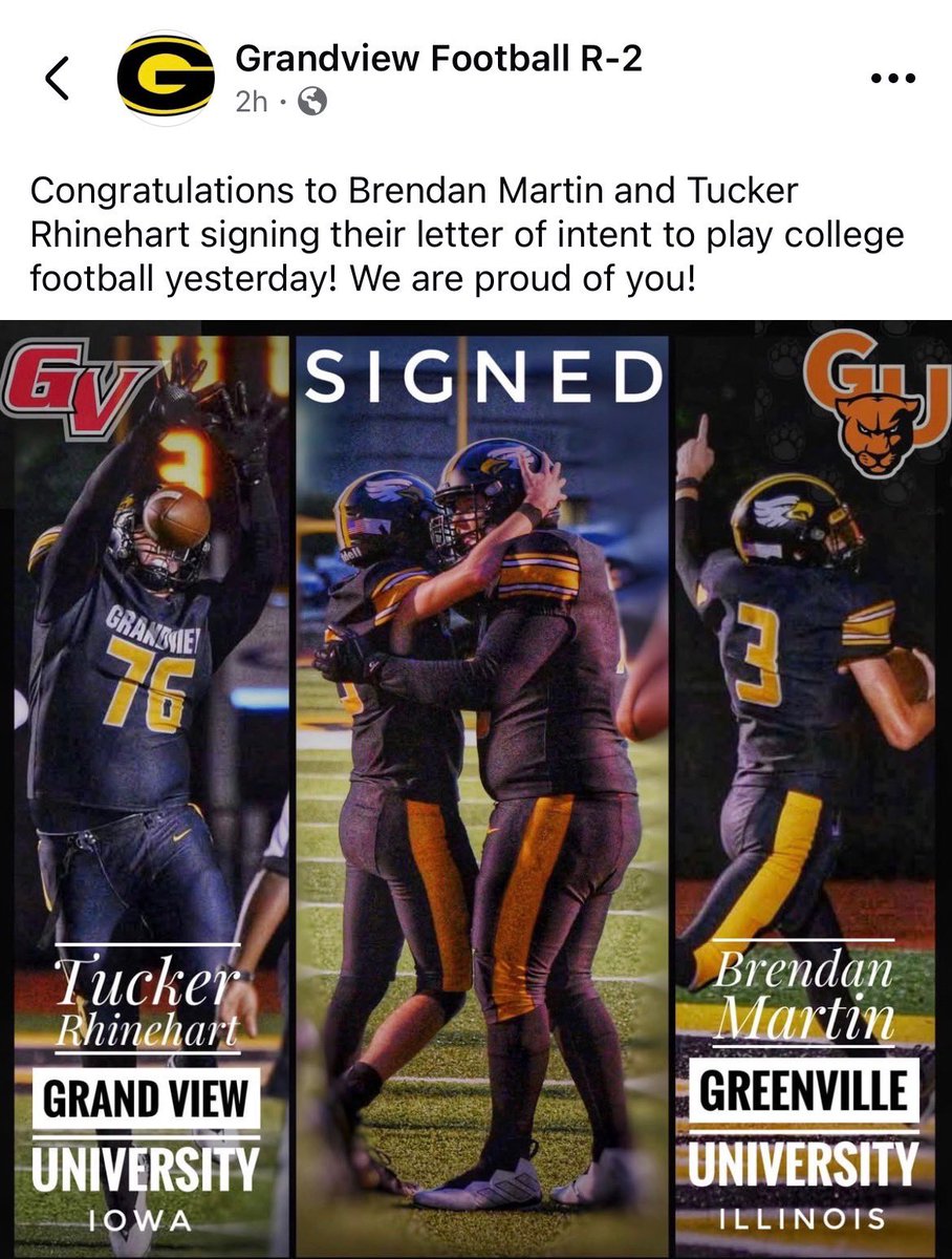 Brendo11m's tweet photo. Excited and blessed to announce that I have officially signed with @EMAPFootball along with my teammate and one of my closest friends @TuckerRhinehart signing with Grand View University. Been a heck of a ride with playing alongside him for the past 7 years but I’m excited to see what we do in the chapter of our careers